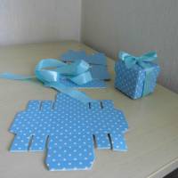 5 St. Mini - Geschenkbox zum zusammen falten -  Taufe in blau , zum Basteln - Entwerfe dein Geschenk selbst Bild 3
