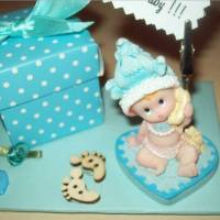 5 St. Mini - Geschenkbox zum zusammen falten -  Taufe in blau , zum Basteln - Entwerfe dein Geschenk selbst Bild 4