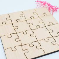 Holzpuzzle, unbehandeltes blanko Puzzle zum selbst bemalen, rohe Puzzle Teile, kreativ gestalten, 16 Teile Bild 1
