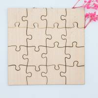 Holzpuzzle, unbehandeltes blanko Puzzle zum selbst bemalen, rohe Puzzle Teile, kreativ gestalten, 16 Teile Bild 2