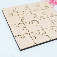 Holzpuzzle, unbehandeltes blanko Puzzle zum selbst bemalen, rohe Puzzle Teile, kreativ gestalten, 16 Teile Bild 3