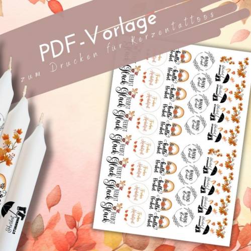 PDF Herbststimmung Vorlage Kerzentattoo Kerzensticker Herbstzauber Herbstliebe Herbstzeit Herbstbilder und Schriftzüge