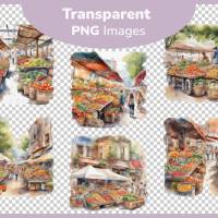 Farbenfrohe Märkte PNG Bilder Bundle - 12 Hochauflösende Aquarell 4k Grafiken, Transparenter Hintergrund Bild 3