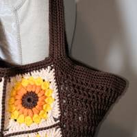 Sunflower-Bag, Granny-Square-Tasche mit Baumwollgarn gehäkelt, trendige Tasche, Granny-Square-Bag Bild 5