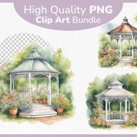 Gartenpavillon Häuschen PNG Bilder Bundle - 12 Hochauflösende Aquarell 4k Grafiken, Transparenter Hintergrund Bild 1