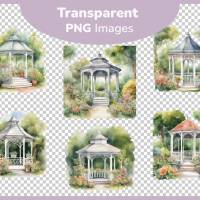 Gartenpavillon Häuschen PNG Bilder Bundle - 12 Hochauflösende Aquarell 4k Grafiken, Transparenter Hintergrund Bild 3