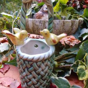 Wandvase Vase Keramik Vögel Antik Cottage Landhaus Bild 1