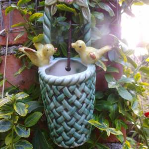 Wandvase Vase Keramik Vögel Antik Cottage Landhaus Bild 2