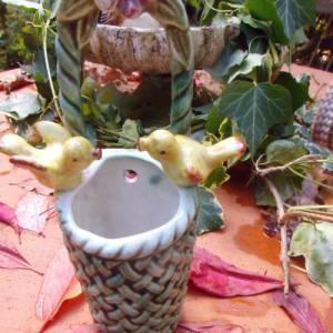 Wandvase Vase Keramik Vögel Antik Cottage Landhaus Bild 7