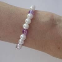 Perlenarmband weiß-violett Bild 1
