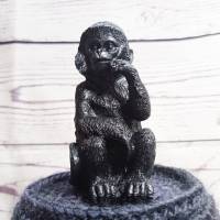 denkender Affe, gehäkelter Klorollenhut, schwarz Bild 7