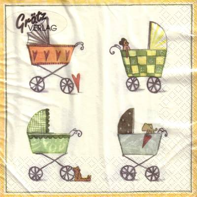 Silke Leffler * Servietten Kinderwagen, 20 Lunchservietten zur Geburt, Grätz Verlag