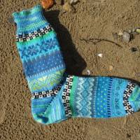 Bunte Socken Gr. 39/40 - gestrickte Socken in nordischen Fair Isle Mustern Bild 2