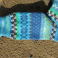Bunte Socken Gr. 39/40 - gestrickte Socken in nordischen Fair Isle Mustern Bild 4