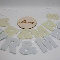 Buchstaben Girlande Hochzeit MR & MRS / Namenskette Brautpaar weiß creme Bild 4