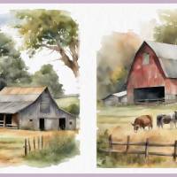 Bauernhof Scheune Haus - PNG Bilder Bundle, 12 Hochauflösende Aquarell 4k Grafiken, Transparenter Hintergrund Bild 6