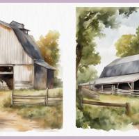 Bauernhof Scheune Haus - PNG Bilder Bundle, 12 Hochauflösende Aquarell 4k Grafiken, Transparenter Hintergrund Bild 8