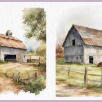Bauernhof Scheune Haus - PNG Bilder Bundle, 12 Hochauflösende Aquarell 4k Grafiken, Transparenter Hintergrund Bild 9