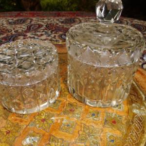 2 Glasdosen Deckeldosen Dosen Kristall Brocante Cottage Landhaus Bild 1