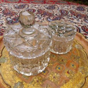 2 Glasdosen Deckeldosen Dosen Kristall Brocante Cottage Landhaus Bild 4