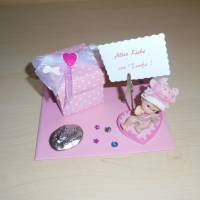3 St. Mini - Geschenkbox zum zusammen falten -  Taufe in rosa, zum Basteln - Entwerfe dein Geschenk selbst Bild 2