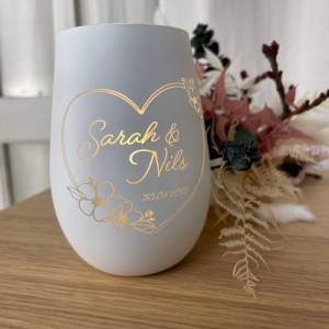 Personalisiertes Windlicht | Hochzeit | Hochzeitstag | Gravur | Kristallglas | Erinnerungslicht | Vase | Hochzeitsgesche Bild 1