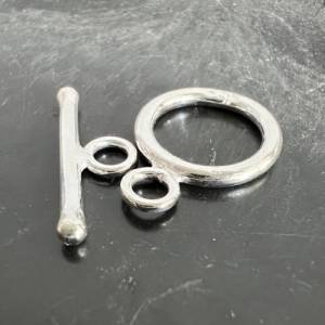 Knebel Verschluss / Ring-Stab-Verschluss aus 925-Silber, glatt, verschiedene Größen verfügbar Bild 1