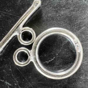 Knebel Verschluss / Ring-Stab-Verschluss aus 925-Silber, glatt, verschiedene Größen verfügbar Bild 2