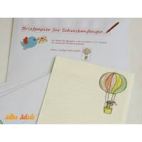 Briefpapier für Schreibanfänger "Lustige Ballonfahrt mit Äffchen" | zu Weihnachten | für Grundschüler Bild 1