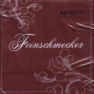 Lunchservietten Feinschmecker, Text mit Ranken auf Braun, von Artebene