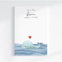 Fingerabdruck Gästebuch auf Keilrahmen personalisiert "Wal Herz" Leinwand Bild 2