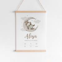 Baby Poster *Aquarell Nilpferd* personalisiert • Geschenk zur Geburt oder Taufe • Wanddeko für Kinderzimmer Bild 1