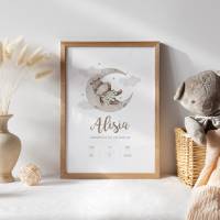 Baby Poster *Aquarell Nilpferd* personalisiert • Geschenk zur Geburt oder Taufe • Wanddeko für Kinderzimmer Bild 2