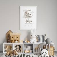 Baby Poster *Aquarell Nilpferd* personalisiert • Geschenk zur Geburt oder Taufe • Wanddeko für Kinderzimmer Bild 3