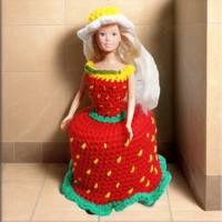 Erdbeer Mädchen, Klorollen-Versteck Puppe, Bild 1