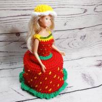 Erdbeer Mädchen, Klorollen-Versteck Puppe, Bild 5
