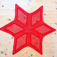 Häkeldeckchen Häkeldecke Decke Mitteldecke rund rot Stern Handarbeit häkeln 75 cm Bild 1