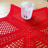 Häkeldeckchen Häkeldecke Decke Mitteldecke rund rot Stern Handarbeit häkeln 75 cm Bild 3