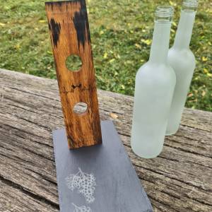 Vintage Weinhalter aus Fassdaube mit Lasergravur - Einzigartiges Geschenk für Weinliebhaber - handgefertigt aus Fassdaub Bild 3
