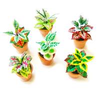 Miniaturen Puppenhaus echter Tontopf mit künstlichen Pflanzen Bild 1