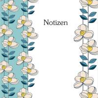 Notizheftchen Notizen - Retro-Blume, DIN A6 Notizheft liniert, Paperback mit Softcover und stilisierten Blumen Bild 1