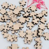 Holzpuzzle, unbehandeltes blanko Puzzle zum selbst bemalen, rohe Puzzle Teile, kreativ gestalten, 100 Teile Bild 3