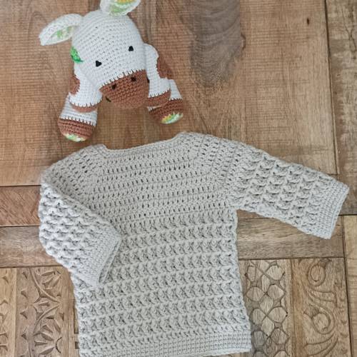 Gr. 62/68 Baby Pullover Strickpullover Wollpullover Geschenk Geburt oder Taufe Babyshower Handmade gehäkelt