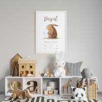 Baby Poster *Aquarell Hase* personalisiert • Geschenk zur Geburt oder Taufe • Wanddeko für Kinderzimmer Bild 3