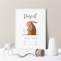 Baby Poster *Aquarell Hase* personalisiert • Geschenk zur Geburt oder Taufe • Wanddeko für Kinderzimmer Bild 5