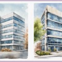 Modernes Bürogebäude Büro - PNG Bilder Bundle, 12 Hochauflösende Aquarell 4k Grafiken, Transparenter Hintergrund Bild 5