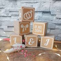 Holzwürfel Buchstaben, Hochzeitstischdeko, Hochzeitsgeschenke aus Holz, Buchstabenwürfel, Tischdeko Hochzeit Bild 7