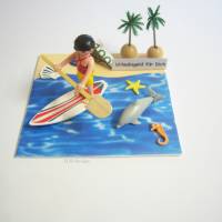 Geldgeschenk, Reise-Urlaubsgeld für die Reise, Geschenk, Geldgeschenkverpackung, Geburtstag, Reise-maritim,Surfer-Delfin Bild 1