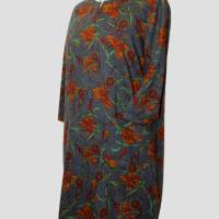 Damen Tunika Kleid im Italienischen Muster Grau/Terracotta Bild 2