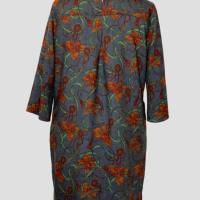 Damen Tunika Kleid im Italienischen Muster Grau/Terracotta Bild 3